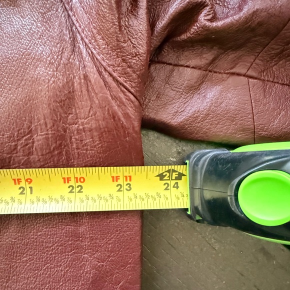 Vintage Women's Burgundy Genuine Leather Trench Coat Size 1X Size 14/16 - Picture 11 of 17